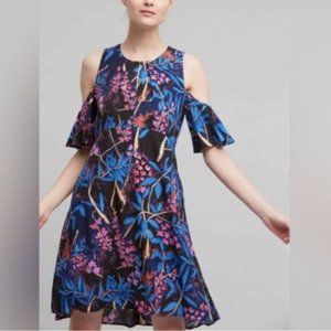 Anthropologie Floral Flutter-Sleeve Dress